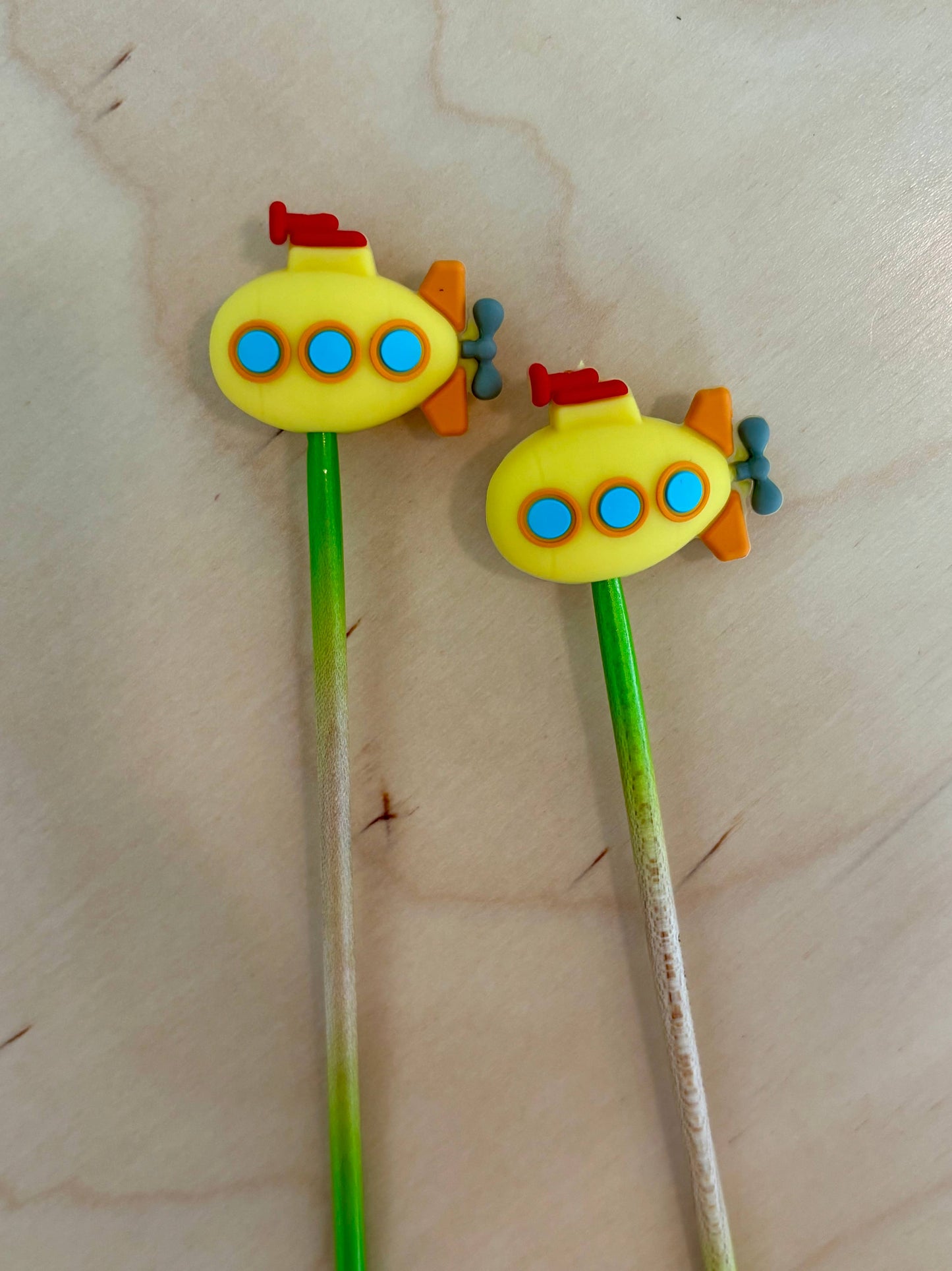 Yellow Sub marine - Knitting Needle Point Protectors Music