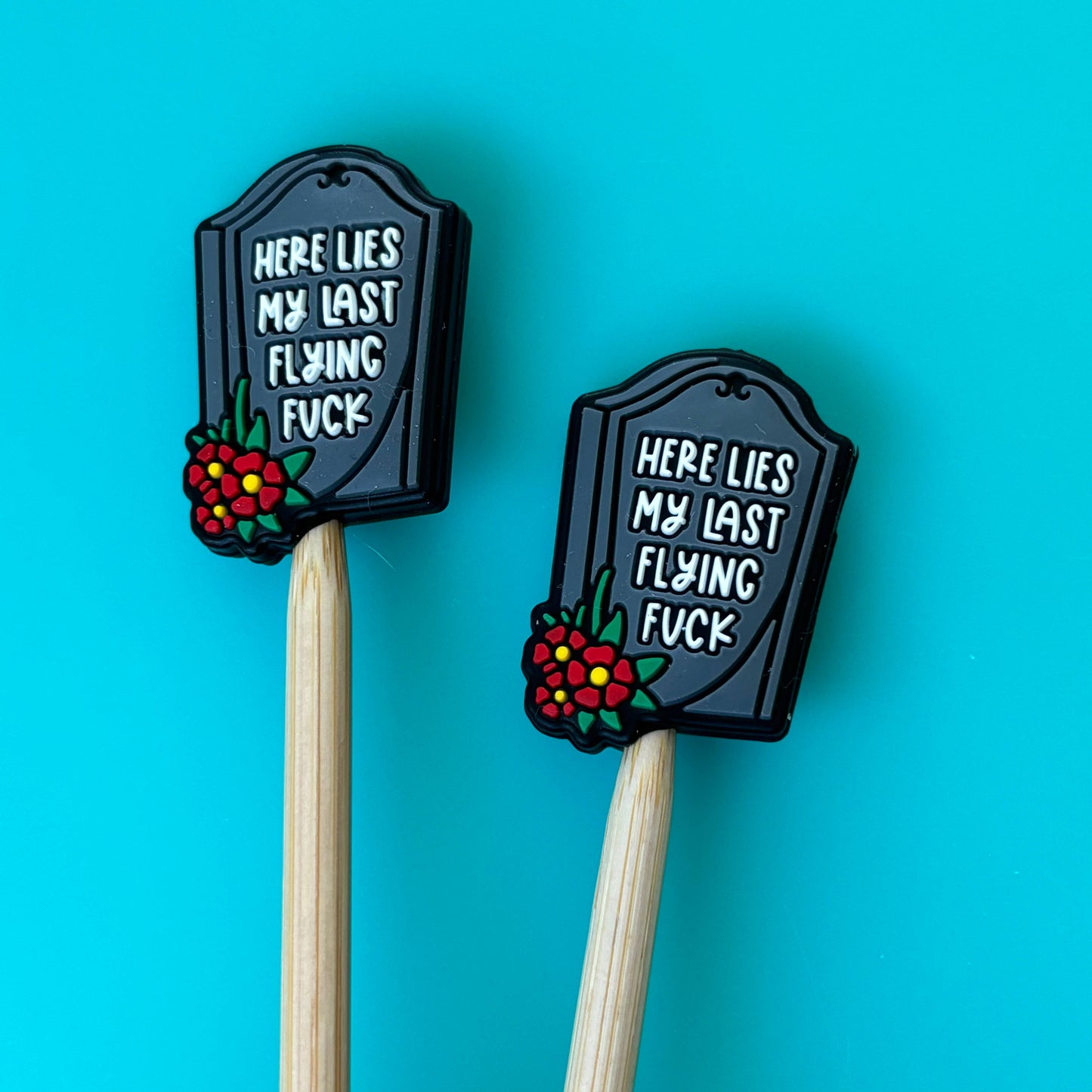 Knitting Needle Point Protectors Tombstone Last Flying F*ck