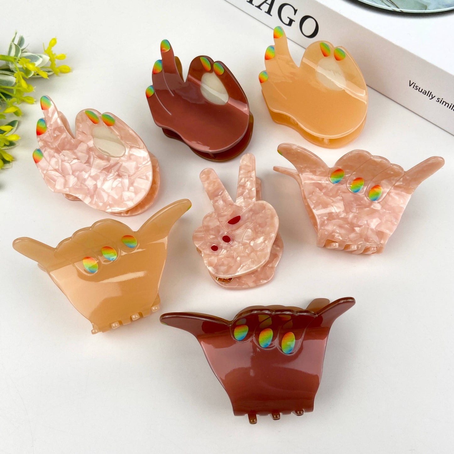 Acetate Funny Gesture Hair Clip