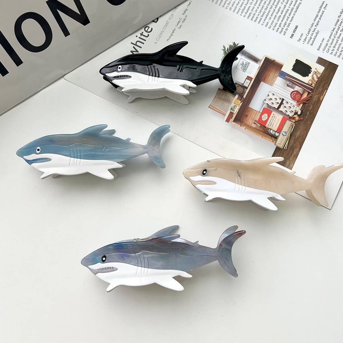 Shark series acetate hairpin, beach hairpin_CWAHA5713