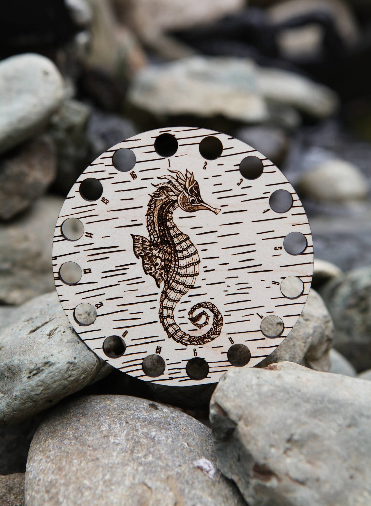 Seahorse Embroidery Floss Storage Holder - Maple Wood Circle