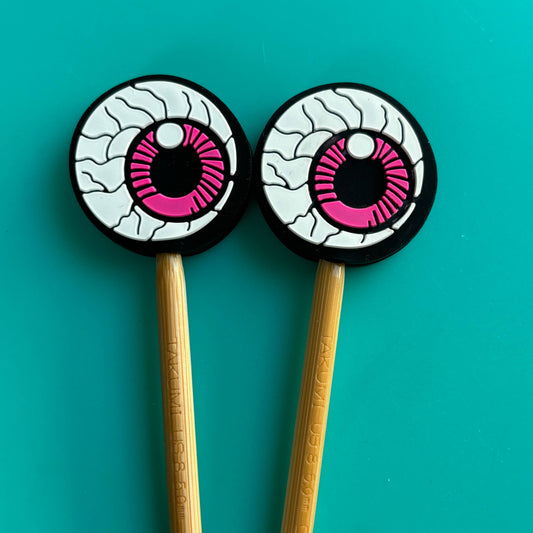 Knitting needle point protectors Hot Pink Eyeballs Halloween