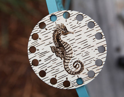 Seahorse Embroidery Floss Storage Holder - Maple Wood Circle